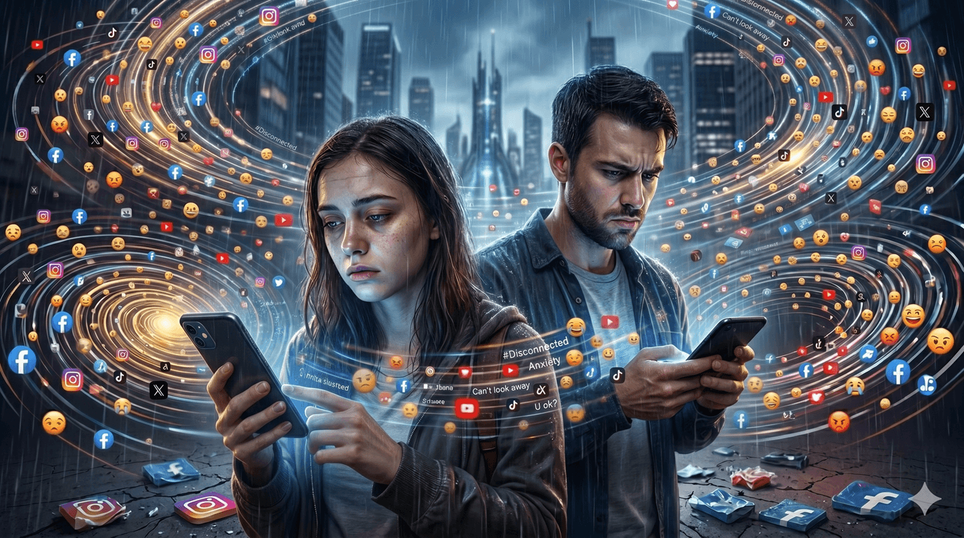 Isolated people on phones